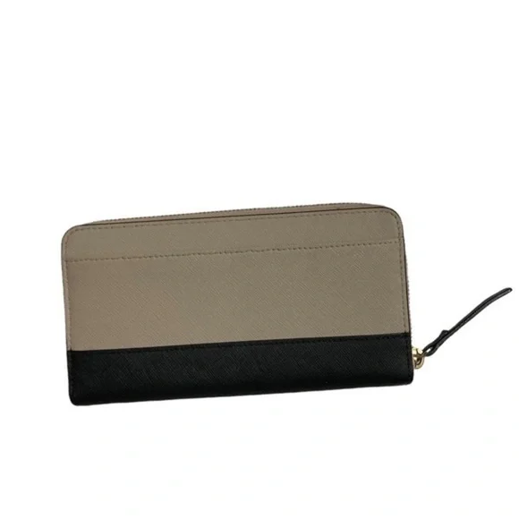 Kate spade black pumice colorblock zipper clutch wallet